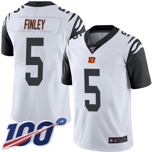 Cincinnati Bengals Limited White Men Ryan Finley Jersey NFL Footballl #5 100th Season Rush Vapor Untouchable->youth nfl jersey->Youth Jersey